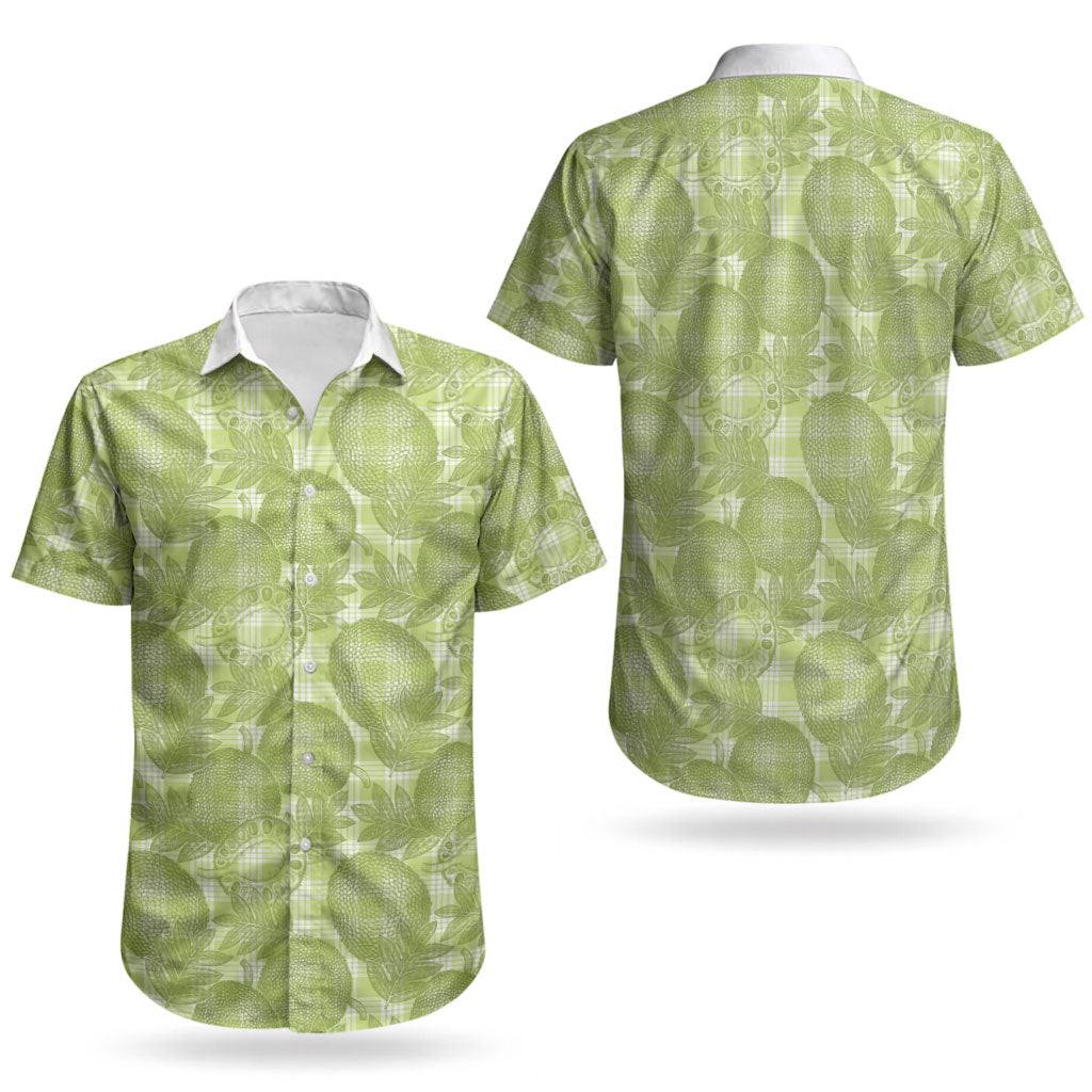 Omaomao Hawaii Breadfruit Palaka Motifs Couples Matching Off Shoulder Maxi Dress and Hawaiian Shirt LT14 - Polynesian Pride
