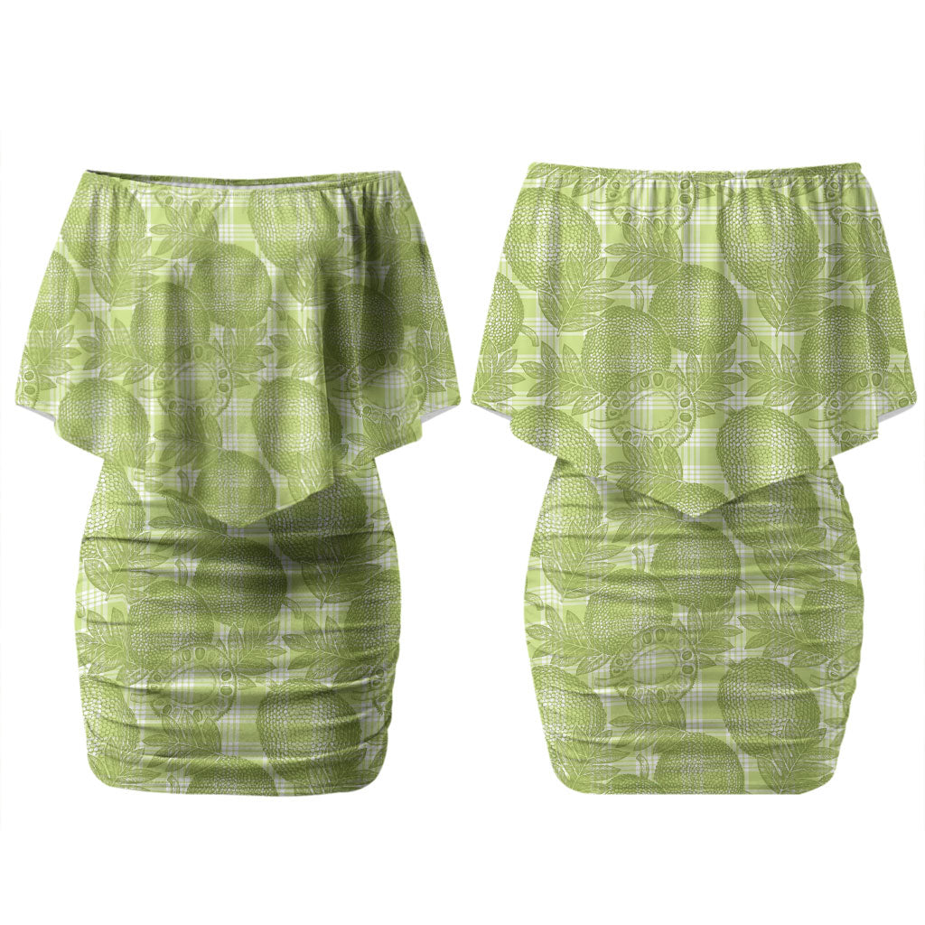 Omaomao Hawaii Breadfruit Palaka Motifs Couples Matching Off Shoulder Short Dress and Hawaiian Shirt LT14 - Polynesian Pride