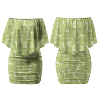 Omaomao Hawaii Breadfruit Palaka Motifs Couples Matching Off Shoulder Short Dress and Long Sleeve Button Shirt LT14 - Polynesian Pride