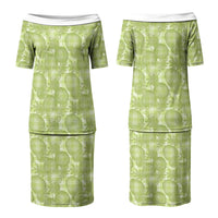 Omaomao Hawaii Breadfruit Palaka Motifs Couples Matching Puletasi and Long Sleeve Button Shirt LT14 - Polynesian Pride