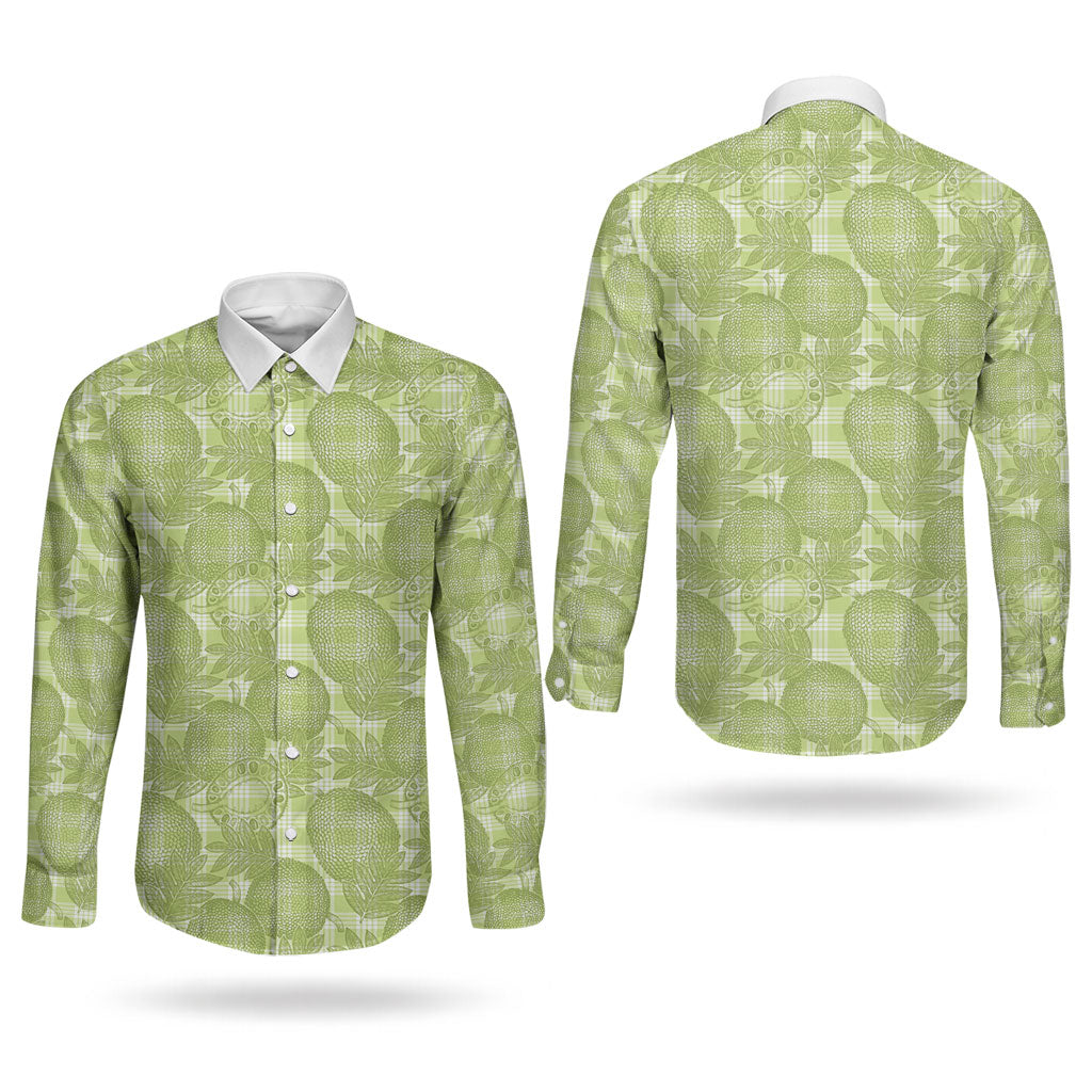 Omaomao Hawaii Breadfruit Palaka Motifs Couples Matching Tank Maxi Dress and Long Sleeve Button Shirt LT14 - Polynesian Pride