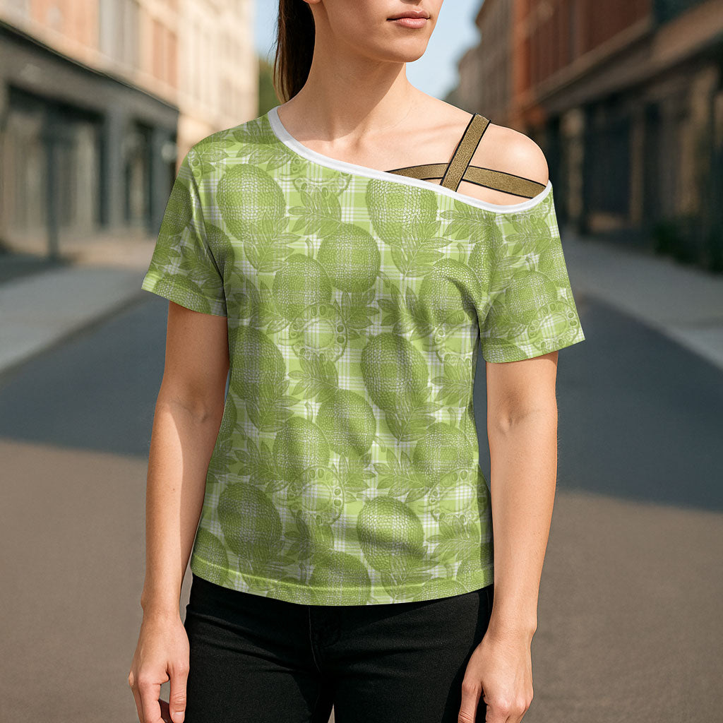 Omaomao Hawaii Breadfruit Palaka Motifs Cross Shoulder Shirt LT14 - Polynesian Pride