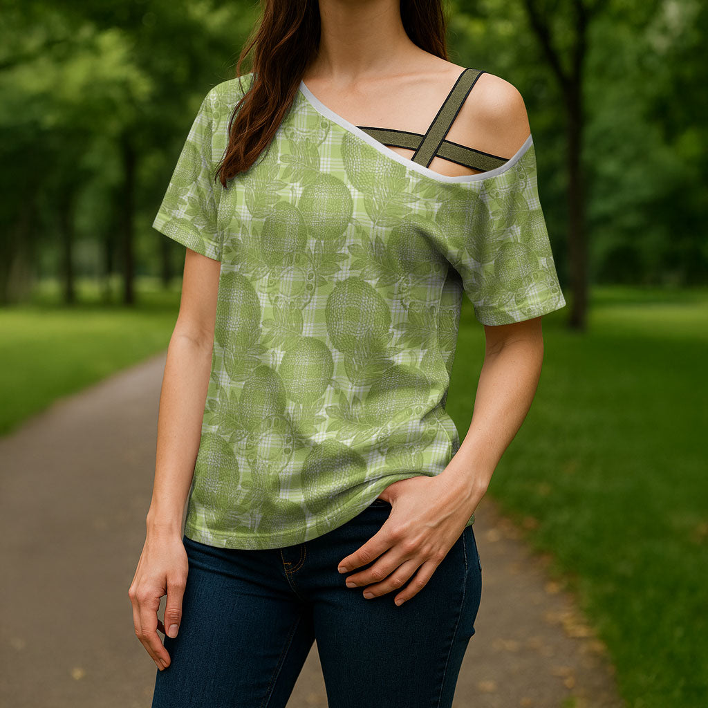 Omaomao Hawaii Breadfruit Palaka Motifs Cross Shoulder Shirt LT14 - Polynesian Pride