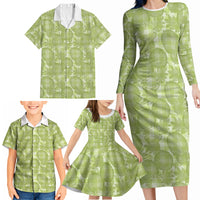 Omaomao Hawaii Breadfruit Palaka Motifs Family Matching Long Sleeve Bodycon Dress and Hawaiian Shirt LT14 - Polynesian Pride