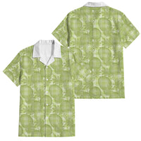 Omaomao Hawaii Breadfruit Palaka Motifs Family Matching Off The Shoulder Long Sleeve Dress and Hawaiian Shirt LT14 Dad's Shirt - Short Sleeve Green - Polynesian Pride