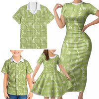 Omaomao Hawaii Breadfruit Palaka Motifs Family Matching Short Sleeve Bodycon Dress and Hawaiian Shirt LT14 - Polynesian Pride