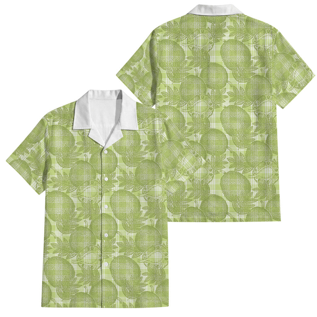 Omaomao Hawaii Breadfruit Palaka Motifs Family Matching Short Sleeve Bodycon Dress and Hawaiian Shirt LT14 Dad's Shirt - Short Sleeve Green - Polynesian Pride