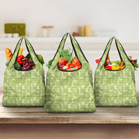 Omaomao Hawaii Breadfruit Palaka Motifs Grocery Bag LT14 3-pack One Size Green - Polynesian Pride