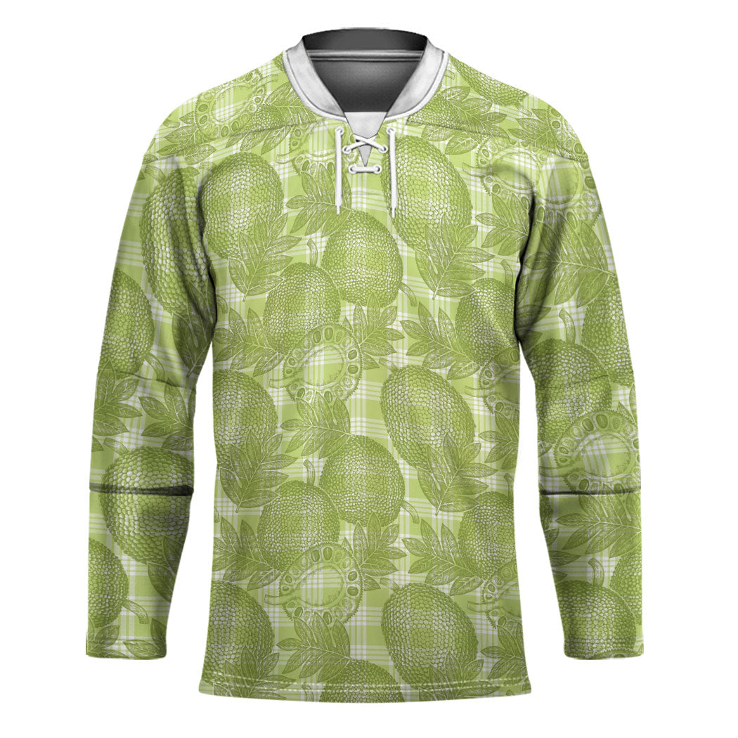 Omaomao Hawaii Breadfruit Palaka Motifs Hockey Jersey LT14 Unisex Green - Polynesian Pride