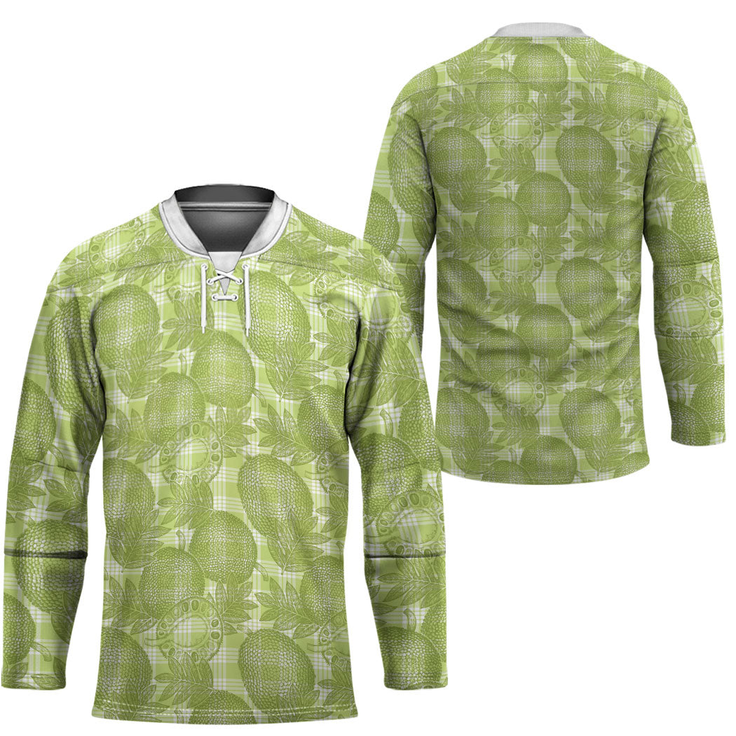 Omaomao Hawaii Breadfruit Palaka Motifs Hockey Jersey LT14 - Polynesian Pride