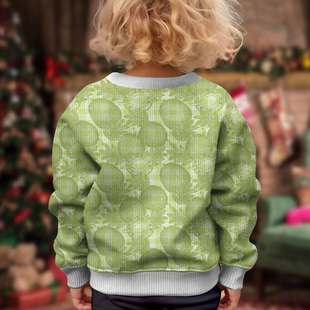 Omaomao Hawaii Breadfruit Palaka Motifs Kid Ugly Christmas Sweater LT14 - Polynesian Pride