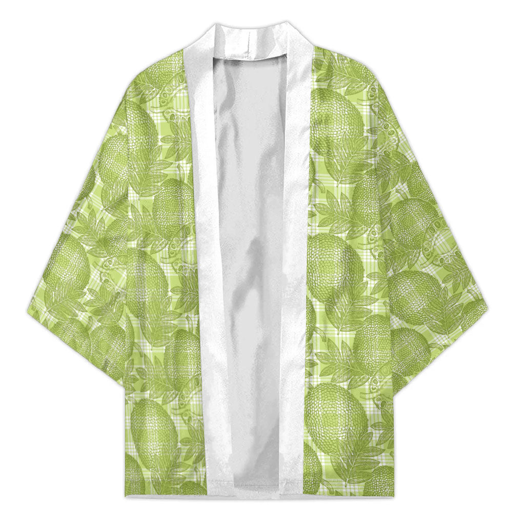 Omaomao Hawaii Breadfruit Palaka Motifs Kimono LT14 Unisex Green - Polynesian Pride
