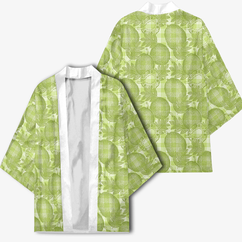 Omaomao Hawaii Breadfruit Palaka Motifs Kimono LT14 - Polynesian Pride