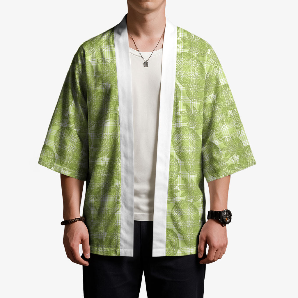 Omaomao Hawaii Breadfruit Palaka Motifs Kimono LT14 - Polynesian Pride
