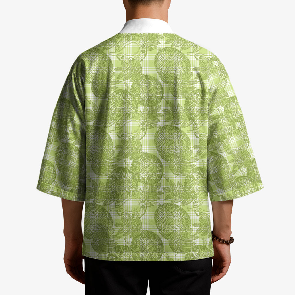Omaomao Hawaii Breadfruit Palaka Motifs Kimono LT14 - Polynesian Pride