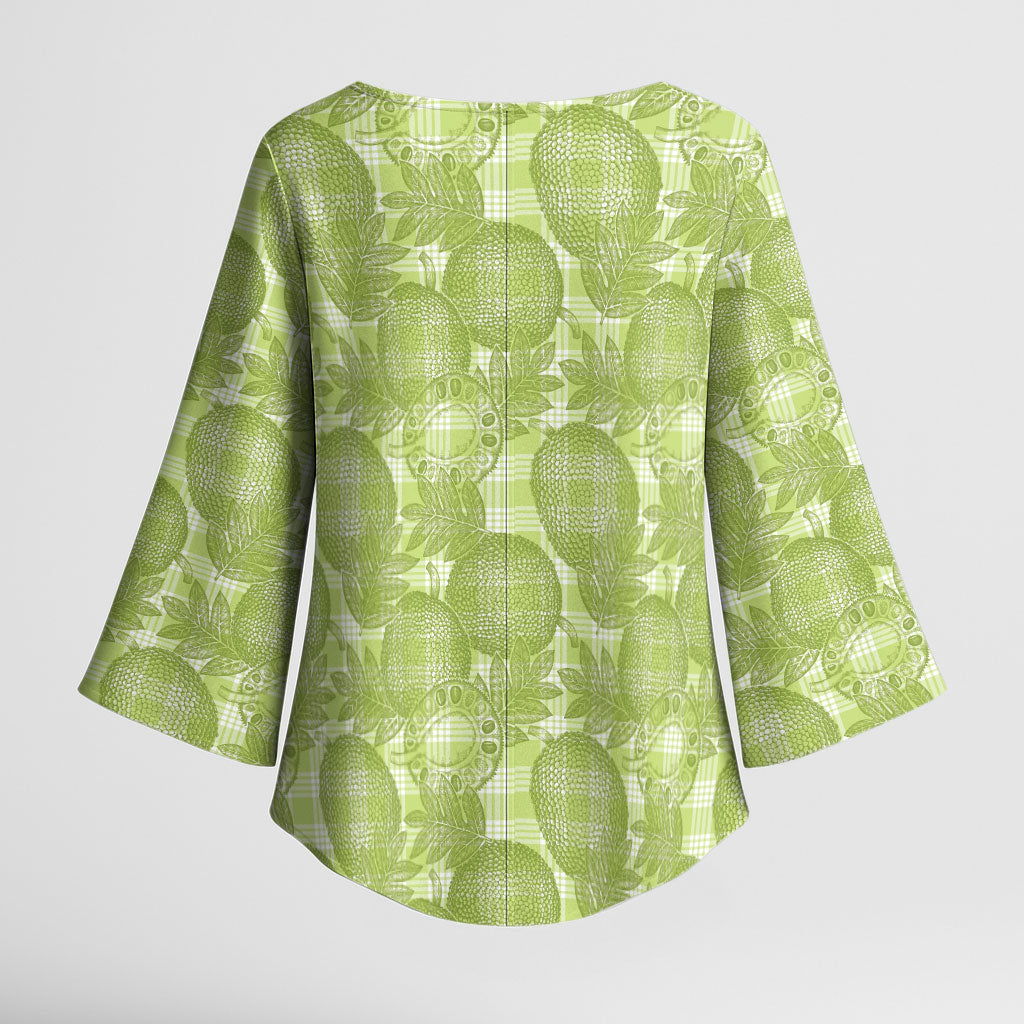 Omaomao Hawaii Breadfruit Palaka Motifs Kimono Sleeve Blouse LT14 - Polynesian Pride