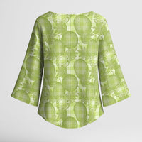 Omaomao Hawaii Breadfruit Palaka Motifs Kimono Sleeve Blouse LT14 - Polynesian Pride