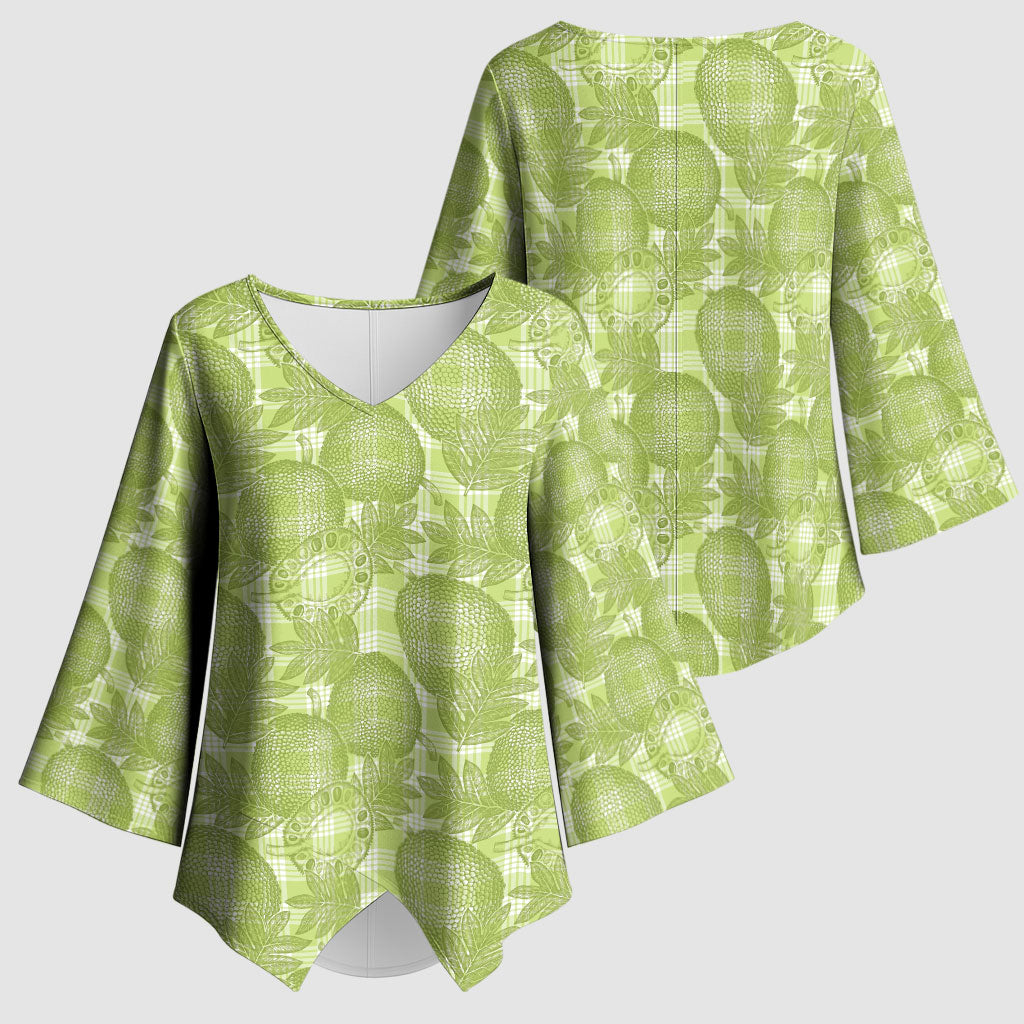 Omaomao Hawaii Breadfruit Palaka Motifs Kimono Sleeve Blouse LT14 - Polynesian Pride
