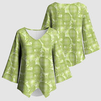 Omaomao Hawaii Breadfruit Palaka Motifs Kimono Sleeve Blouse LT14 - Polynesian Pride