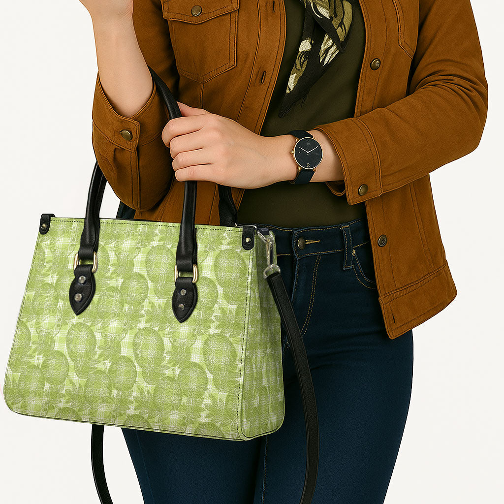 Omaomao Hawaii Breadfruit Palaka Motifs Leather Bag LT14 - Polynesian Pride