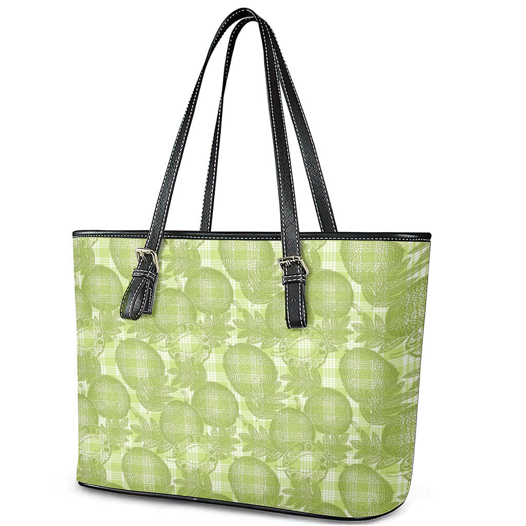 Omaomao Hawaii Breadfruit Palaka Motifs Leather Tote Bag LT14 - Polynesian Pride