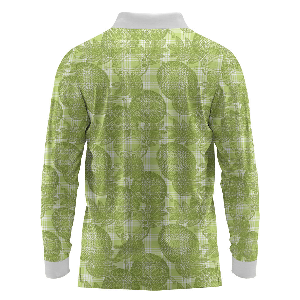 Omaomao Hawaii Breadfruit Palaka Motifs Long Sleeve Polo Shirt LT14 - Polynesian Pride
