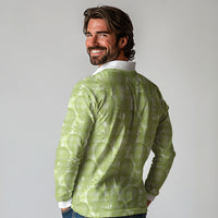 Omaomao Hawaii Breadfruit Palaka Motifs Long Sleeve Polo Shirt LT14 - Polynesian Pride