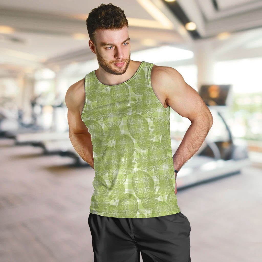 Omaomao Hawaii Breadfruit Palaka Motifs Men Tank Top LT14 Green - Polynesian Pride
