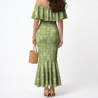 Omaomao Hawaii Breadfruit Palaka Motifs Mermaid Dress LT14 - Polynesian Pride