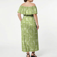 Omaomao Hawaii Breadfruit Palaka Motifs Off Shoulder Maxi Dress LT14 - Polynesian Pride