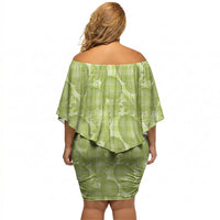 Omaomao Hawaii Breadfruit Palaka Motifs Off Shoulder Short Dress LT14 - Polynesian Pride