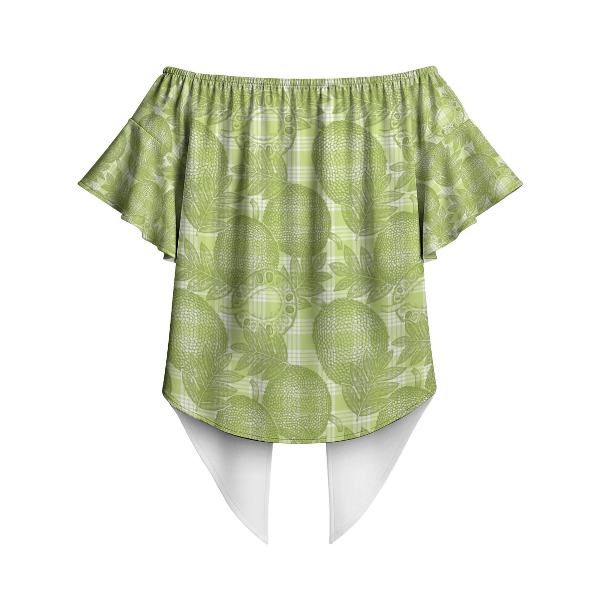 Omaomao Hawaii Breadfruit Palaka Motifs Off Shoulder Wrap Waist Top LT14 - Polynesian Pride