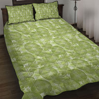 Omaomao Hawaii Breadfruit Palaka Motifs Quilt Bed Set LT14 Green - Polynesian Pride