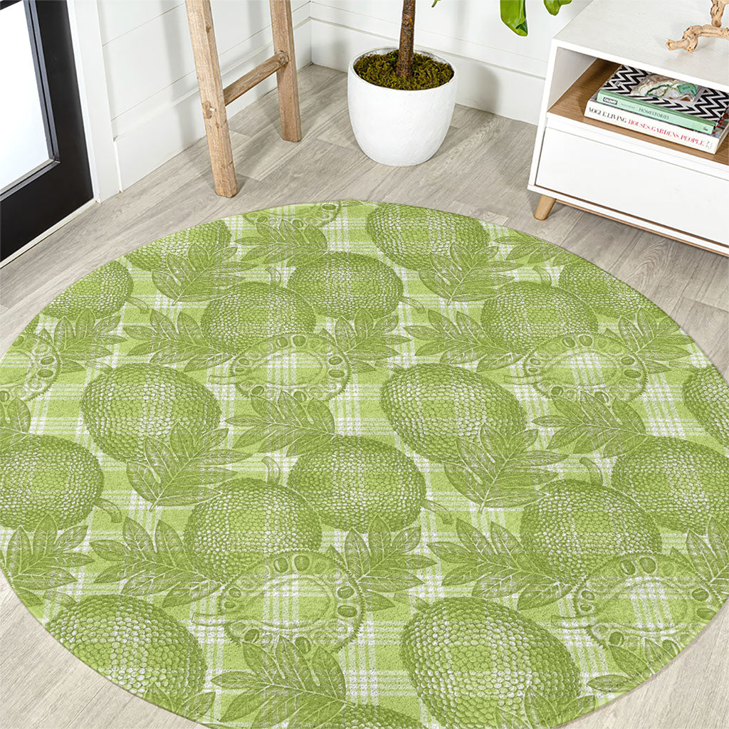 Omaomao Hawaii Breadfruit Palaka Motifs Round Carpet LT14 Green - Polynesian Pride