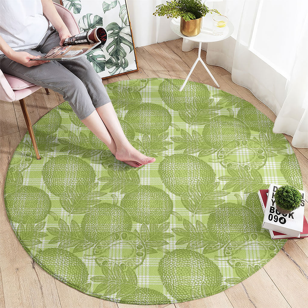 Omaomao Hawaii Breadfruit Palaka Motifs Round Carpet LT14 - Polynesian Pride