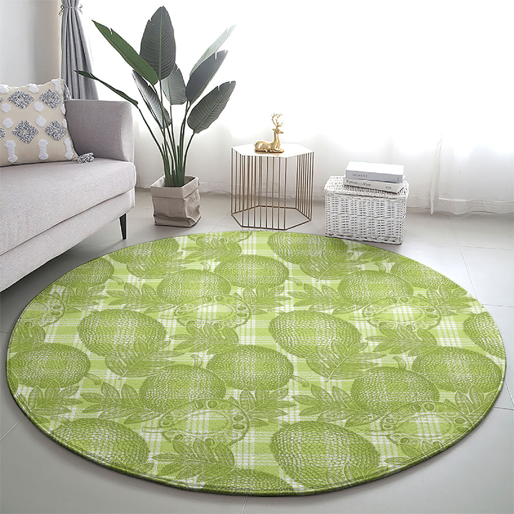 Omaomao Hawaii Breadfruit Palaka Motifs Round Carpet LT14 - Polynesian Pride