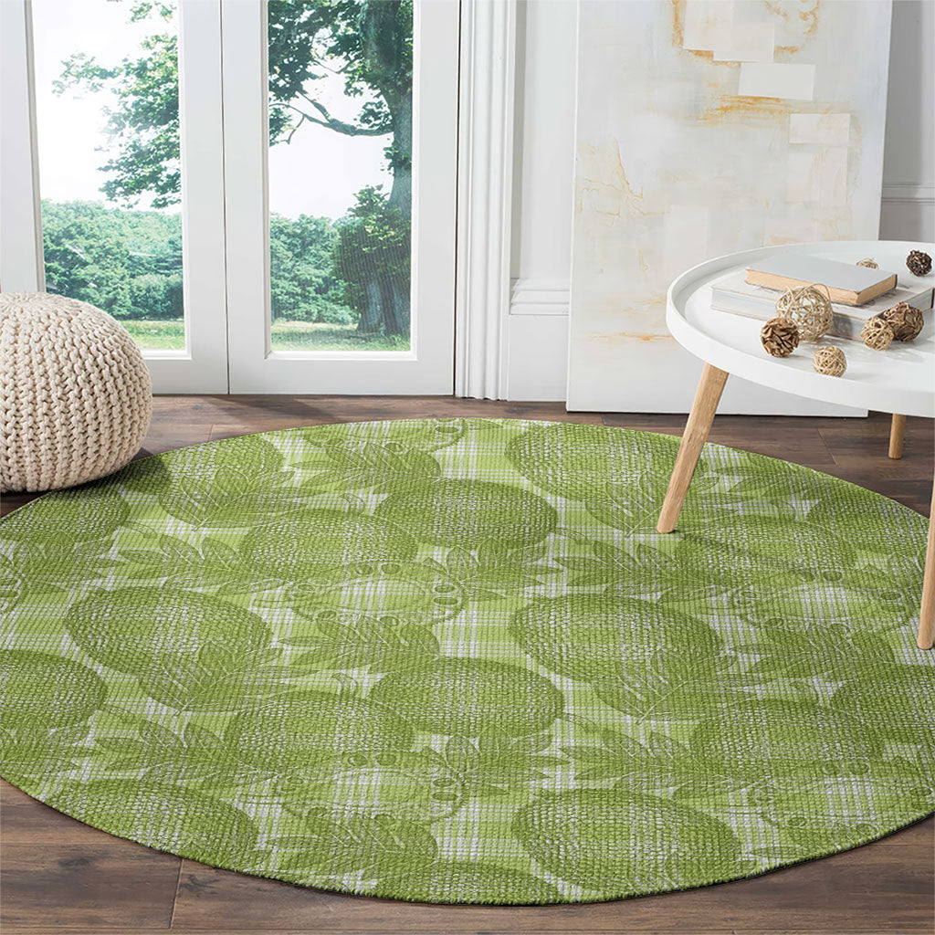 Omaomao Hawaii Breadfruit Palaka Motifs Round Carpet LT14 - Polynesian Pride