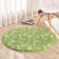 Omaomao Hawaii Breadfruit Palaka Motifs Round Carpet LT14 - Polynesian Pride