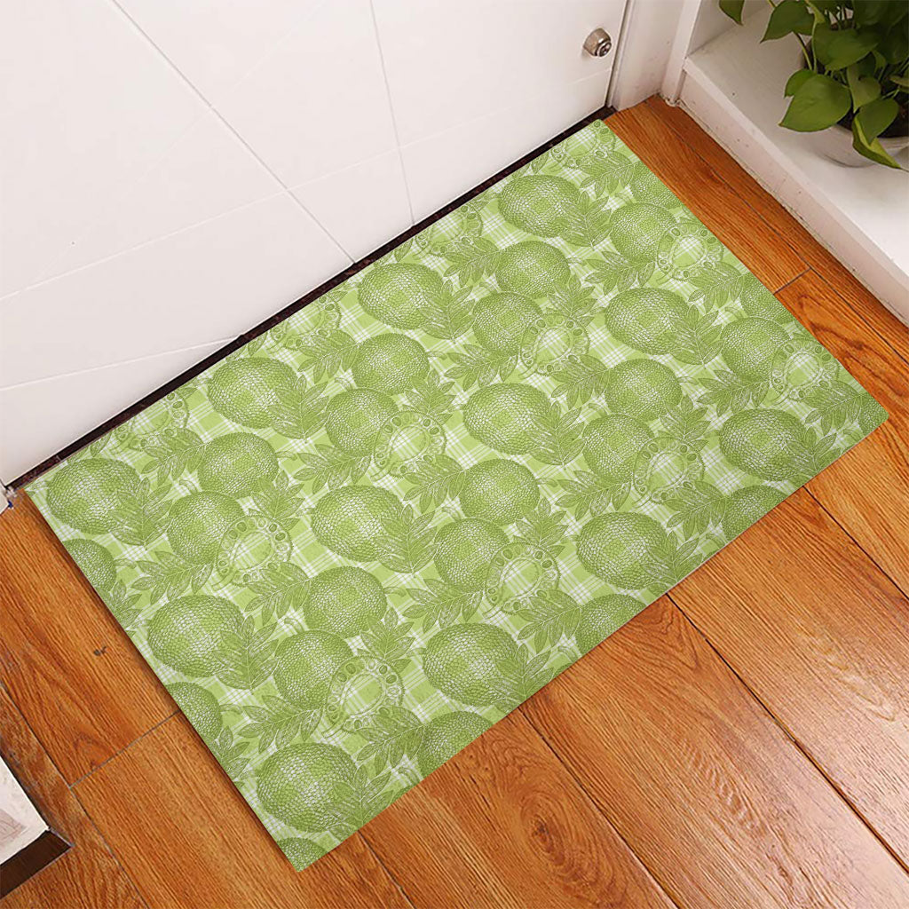 Omaomao Hawaii Breadfruit Palaka Motifs Rubber Doormat LT14 - Polynesian Pride