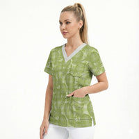Omaomao Hawaii Breadfruit Palaka Motifs Scrub Top LT14 - Polynesian Pride
