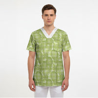 Omaomao Hawaii Breadfruit Palaka Motifs Scrub Top LT14 - Polynesian Pride