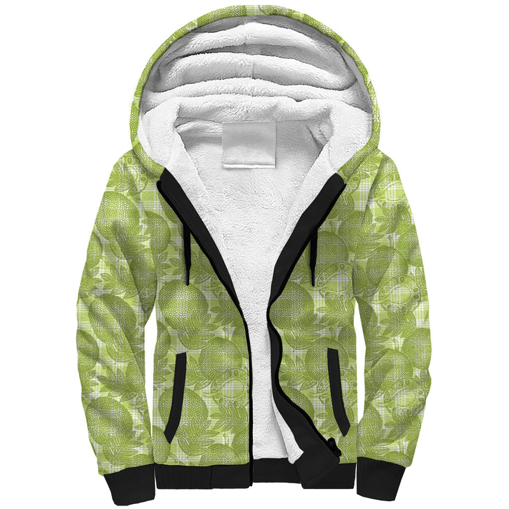 Omaomao Hawaii Breadfruit Palaka Motifs Sherpa Hoodie LT14 Unisex Green - Polynesian Pride