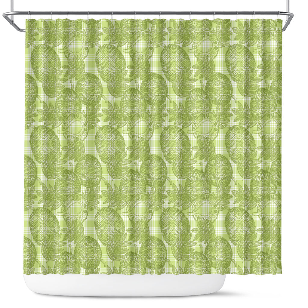 Omaomao Hawaii Breadfruit Palaka Motifs Shower Curtain LT14 Green - Polynesian Pride
