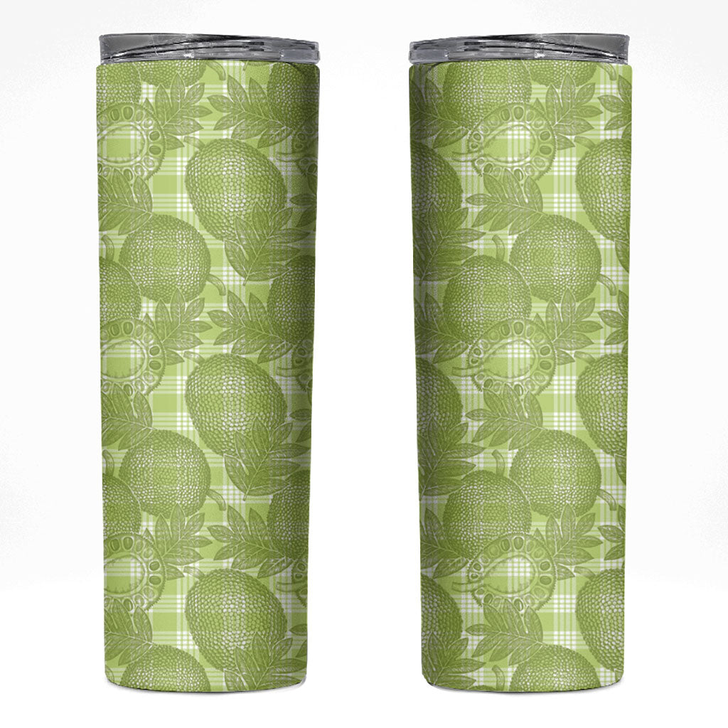 Omaomao Hawaii Breadfruit Palaka Motifs Skinny Tumbler LT14 Green - Polynesian Pride