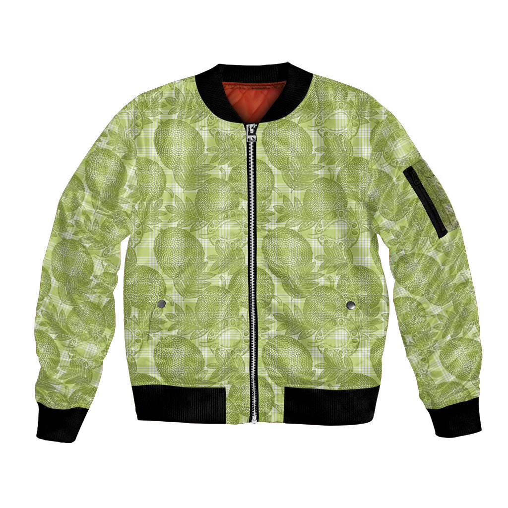 Omaomao Hawaii Breadfruit Palaka Motifs Sleeve Zip Bomber Jacket LT14 Unisex Green - Polynesian Pride