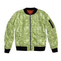 Omaomao Hawaii Breadfruit Palaka Motifs Sleeve Zip Bomber Jacket LT14 Unisex Green - Polynesian Pride