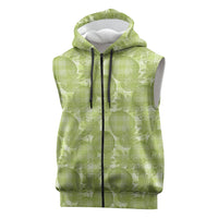 Omaomao Hawaii Breadfruit Palaka Motifs Sleeveless Zip Hoodie LT14 Green - Polynesian Pride