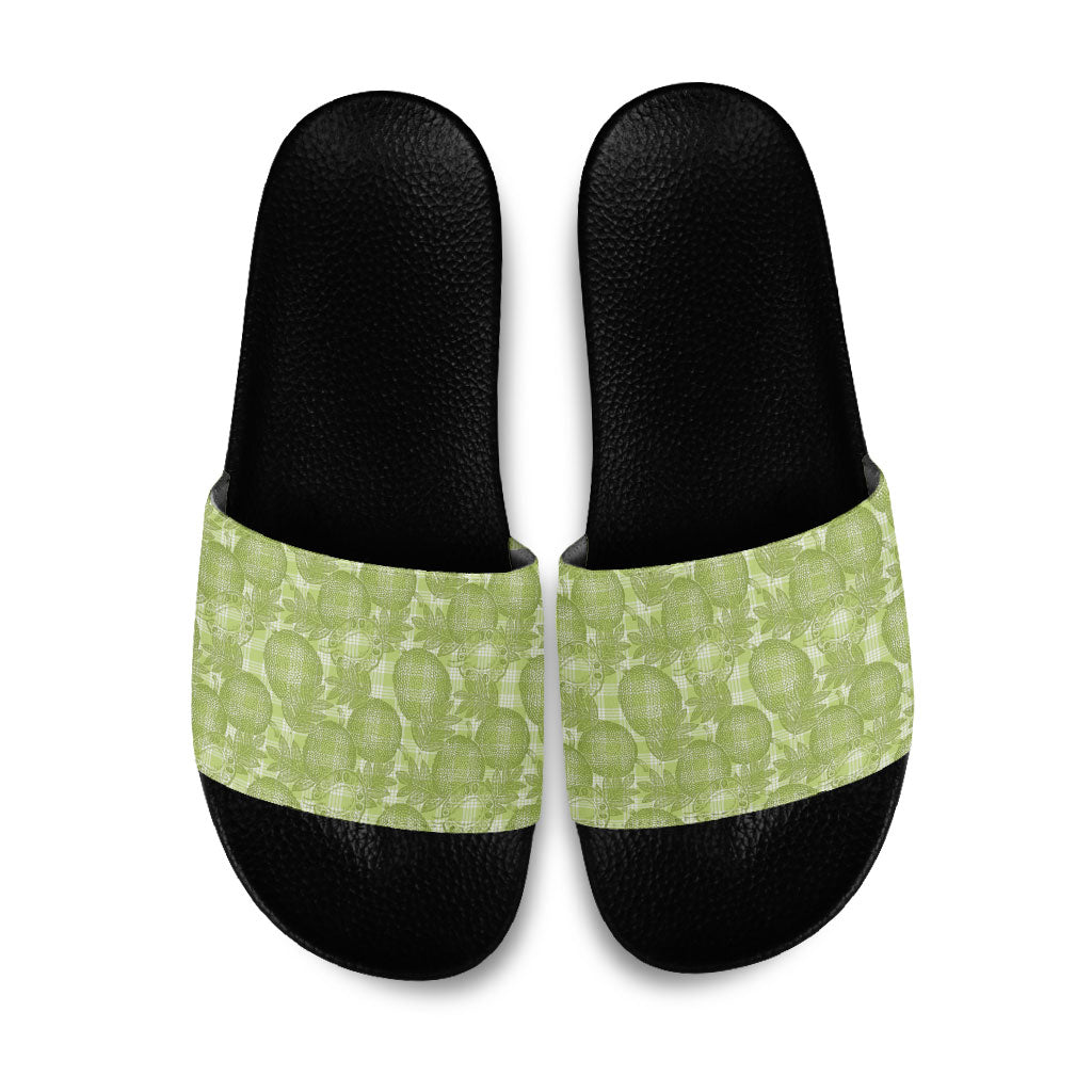 Omaomao Hawaii Breadfruit Palaka Motifs Slide Sandals LT14 Green - Polynesian Pride