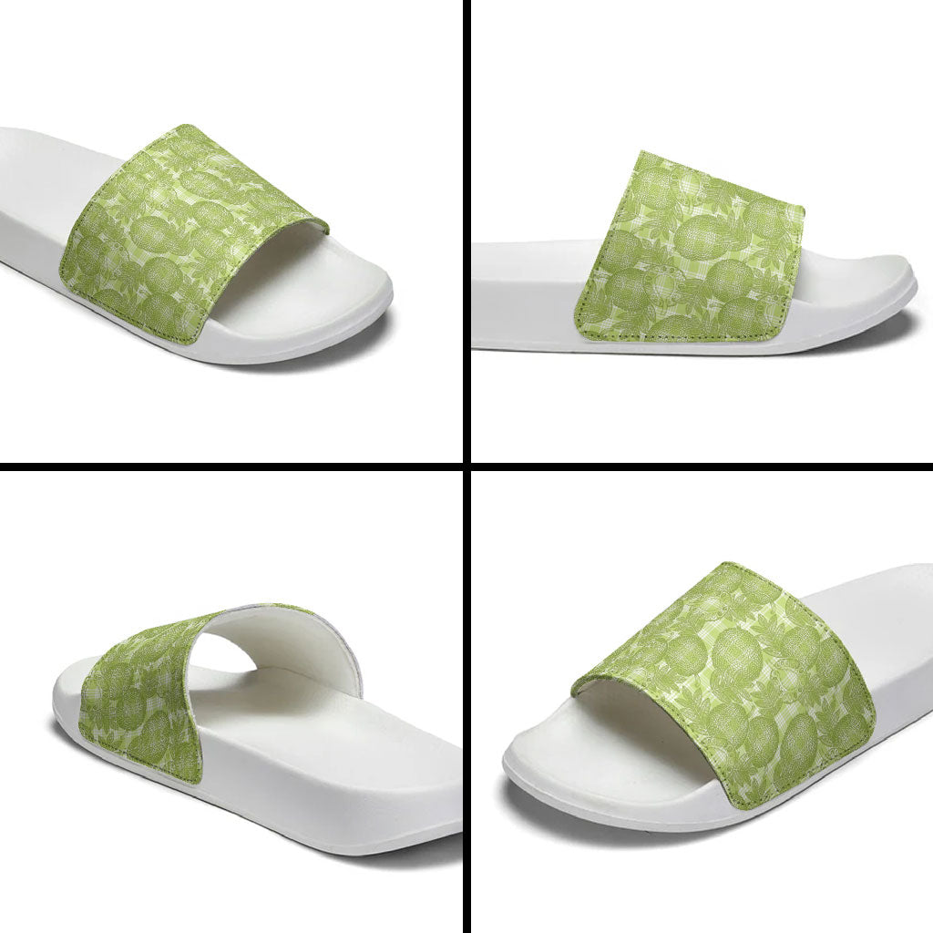 Omaomao Hawaii Breadfruit Palaka Motifs Slide Sandals LT14 - Polynesian Pride