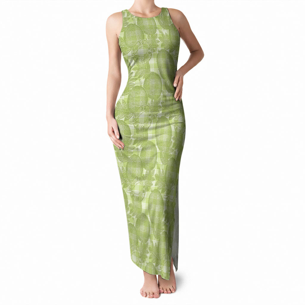 Omaomao Hawaii Breadfruit Palaka Motifs Tank Maxi Dress